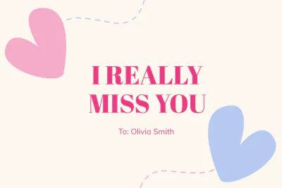 Free Miss You Digital Card Template to Edit Online