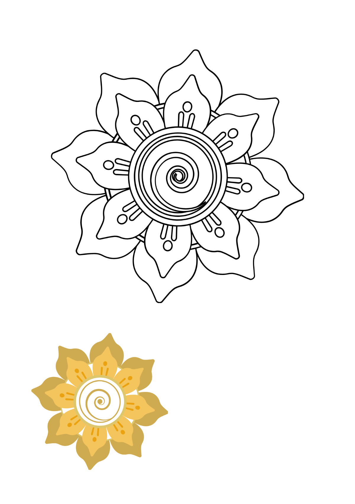 Gold Floral Pattern Coloring Page Template