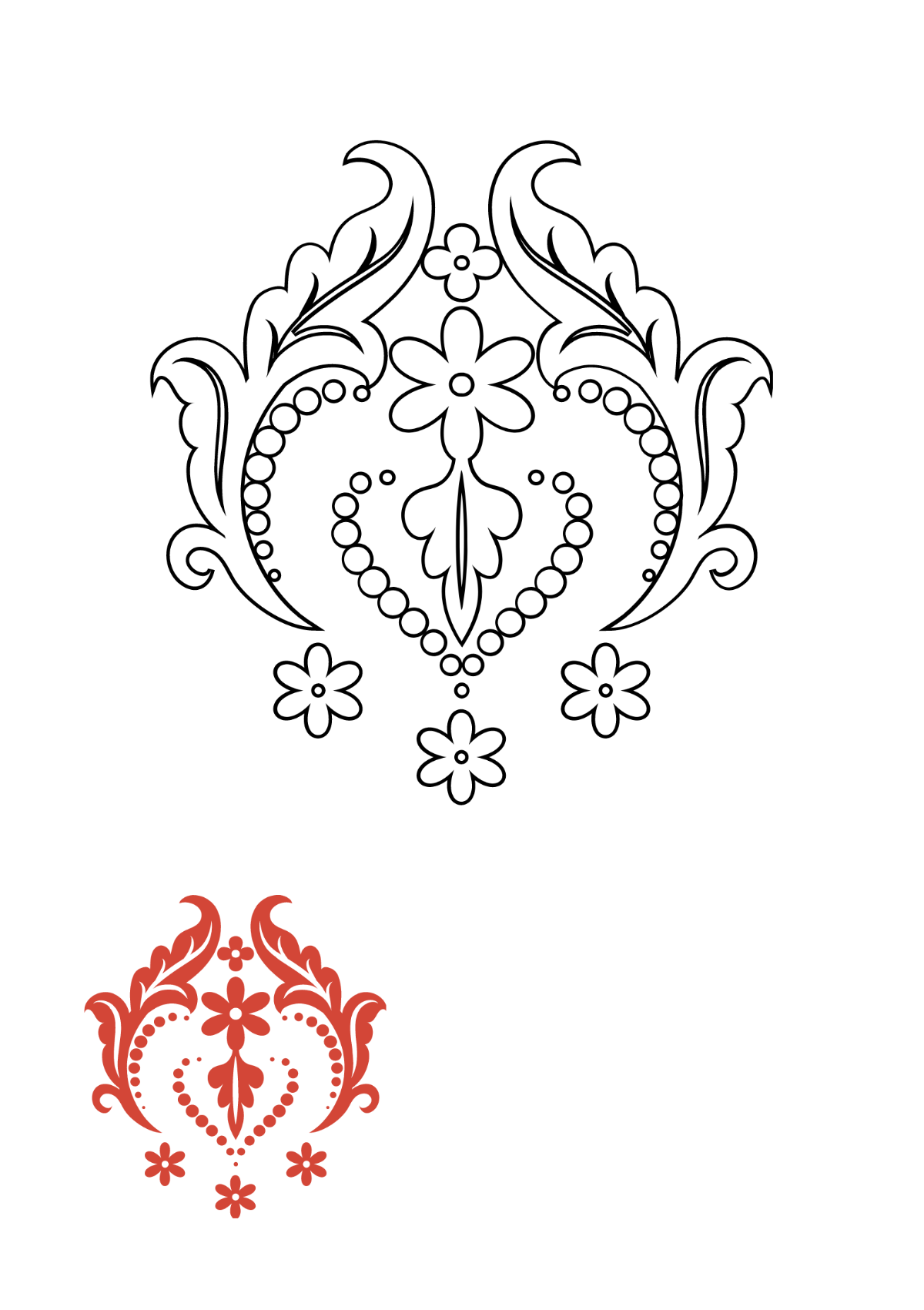 Victorian Floral Pattern Coloring Page Template