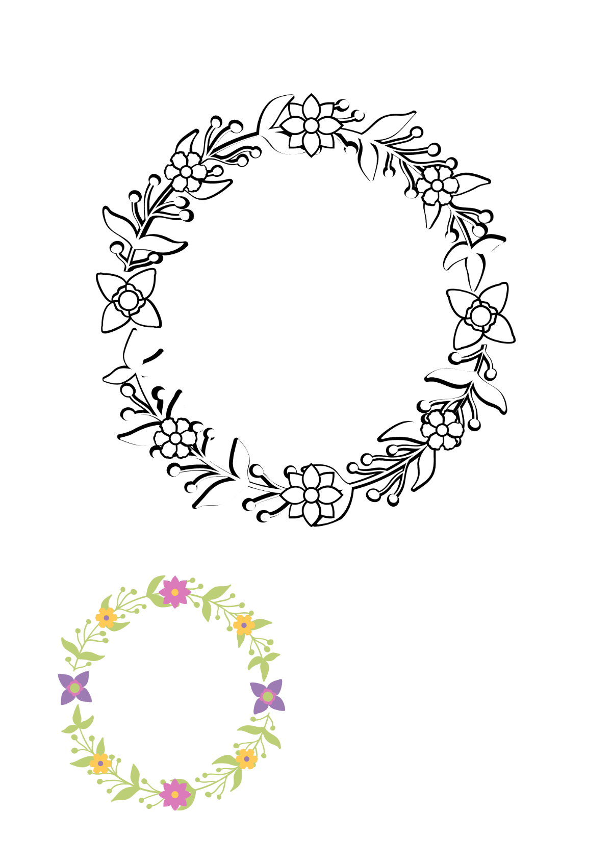 Floral Circle Pattern Coloring Page Template