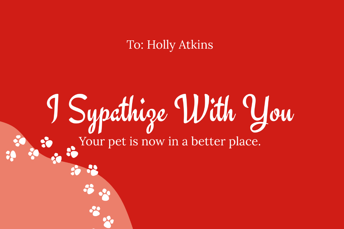 Loss of Pet Sympathy Card Template