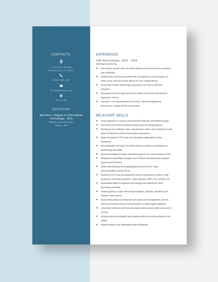 CAD Administrator Resume Template