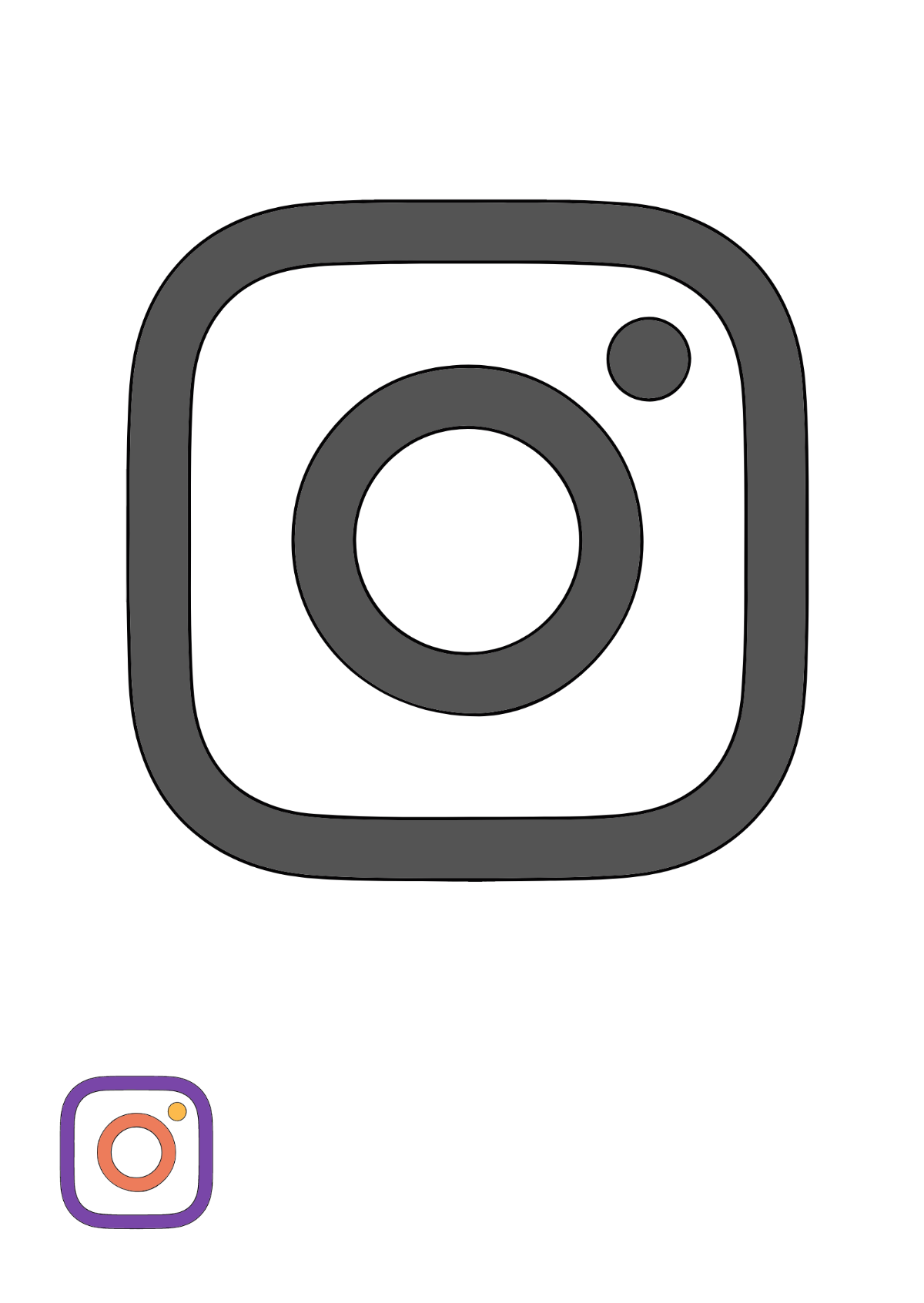 Free Instagram Logo Black And White Coloring Page Template