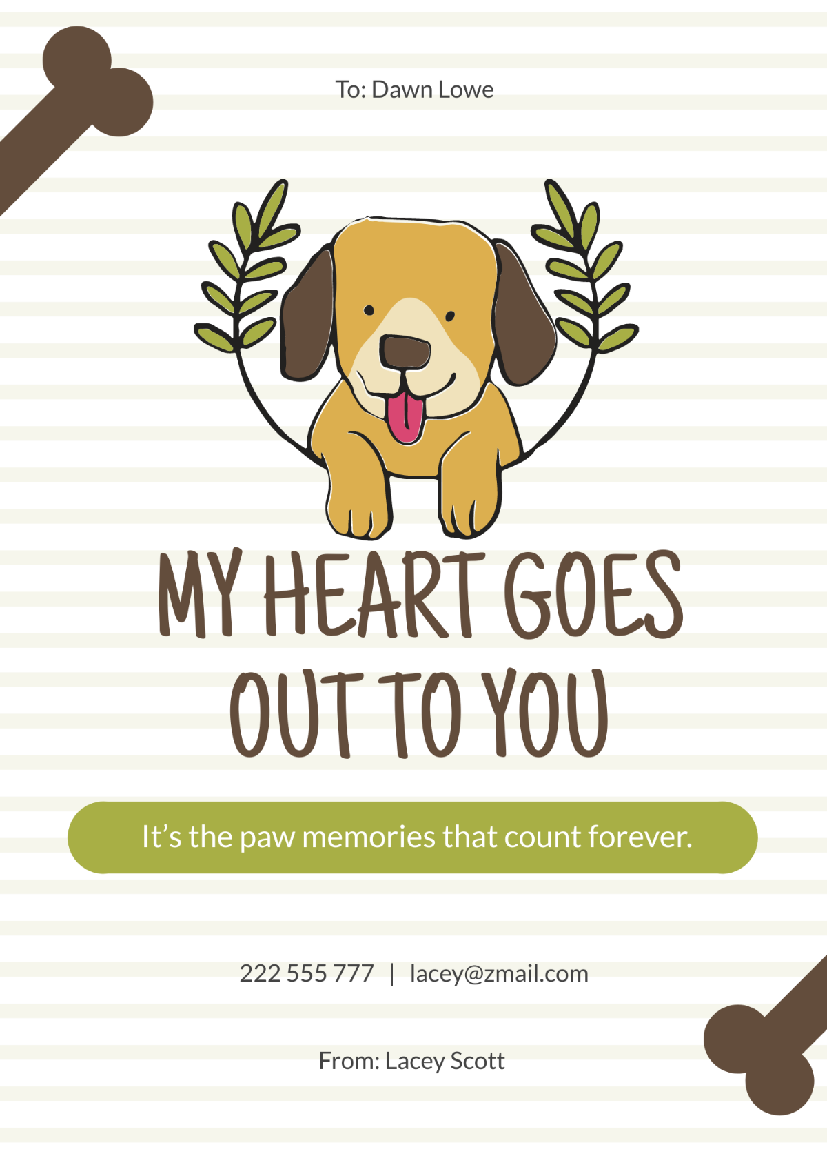 Loss of Pet Dog Card