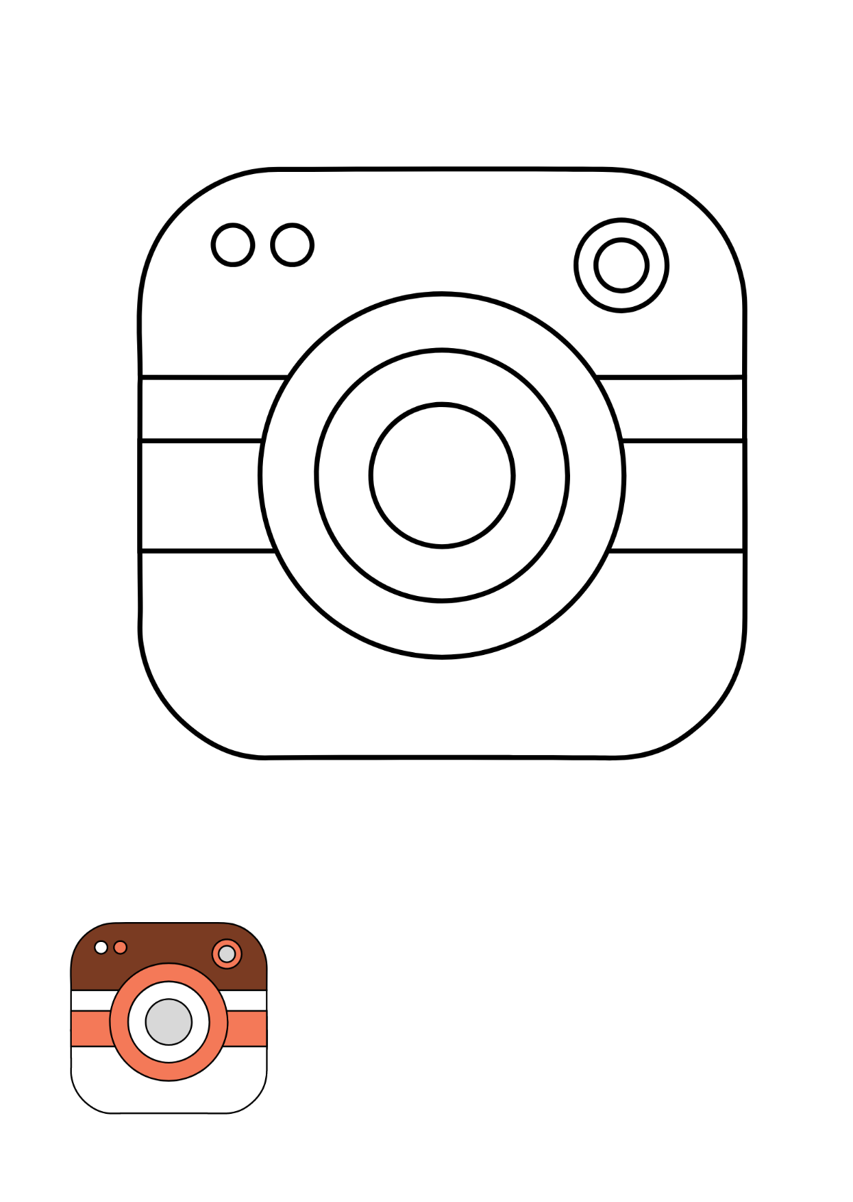 Free Instagram Camera Coloring Page Template