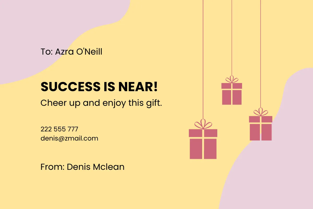 Free Cheer Up Gift Card Template to Edit Online