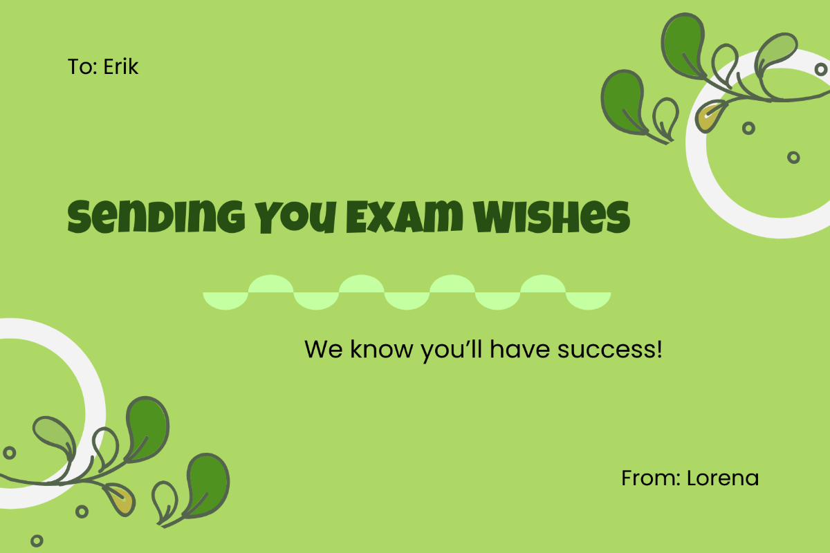 Free Best Of Luck For Exam Card Template