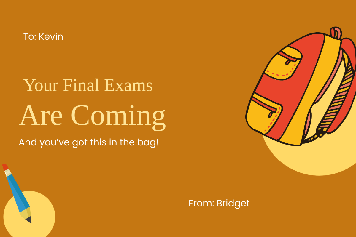 Good Luck For Your Exam Card Template