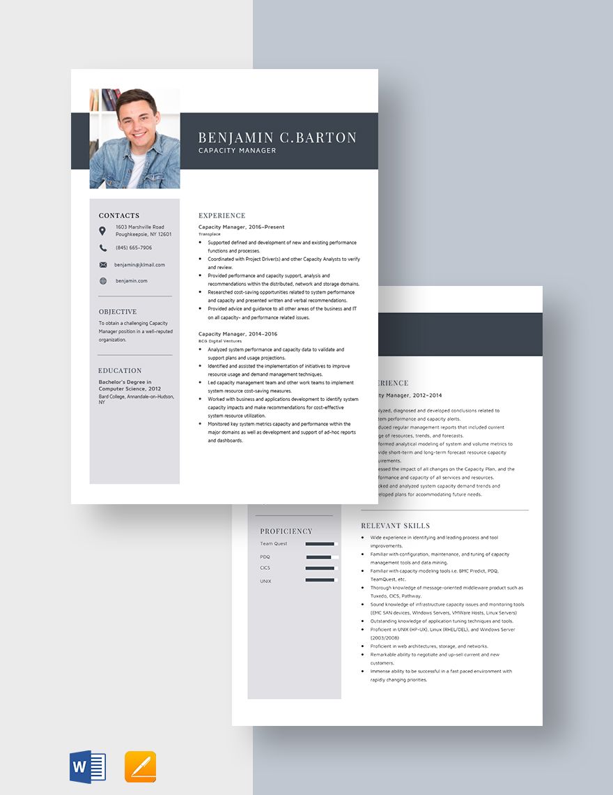 Capacity Manager Resume