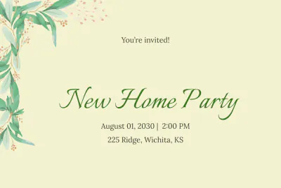 Free New Home Invitation Card Template to Edit Online