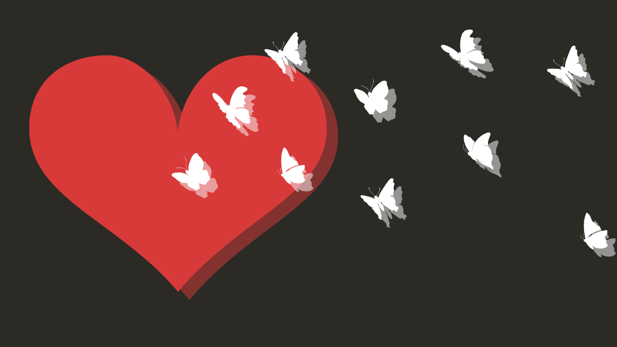 Heart With Butterfly Background Template
