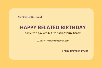 Free Happy Belated Birthday Card Template to Edit Online