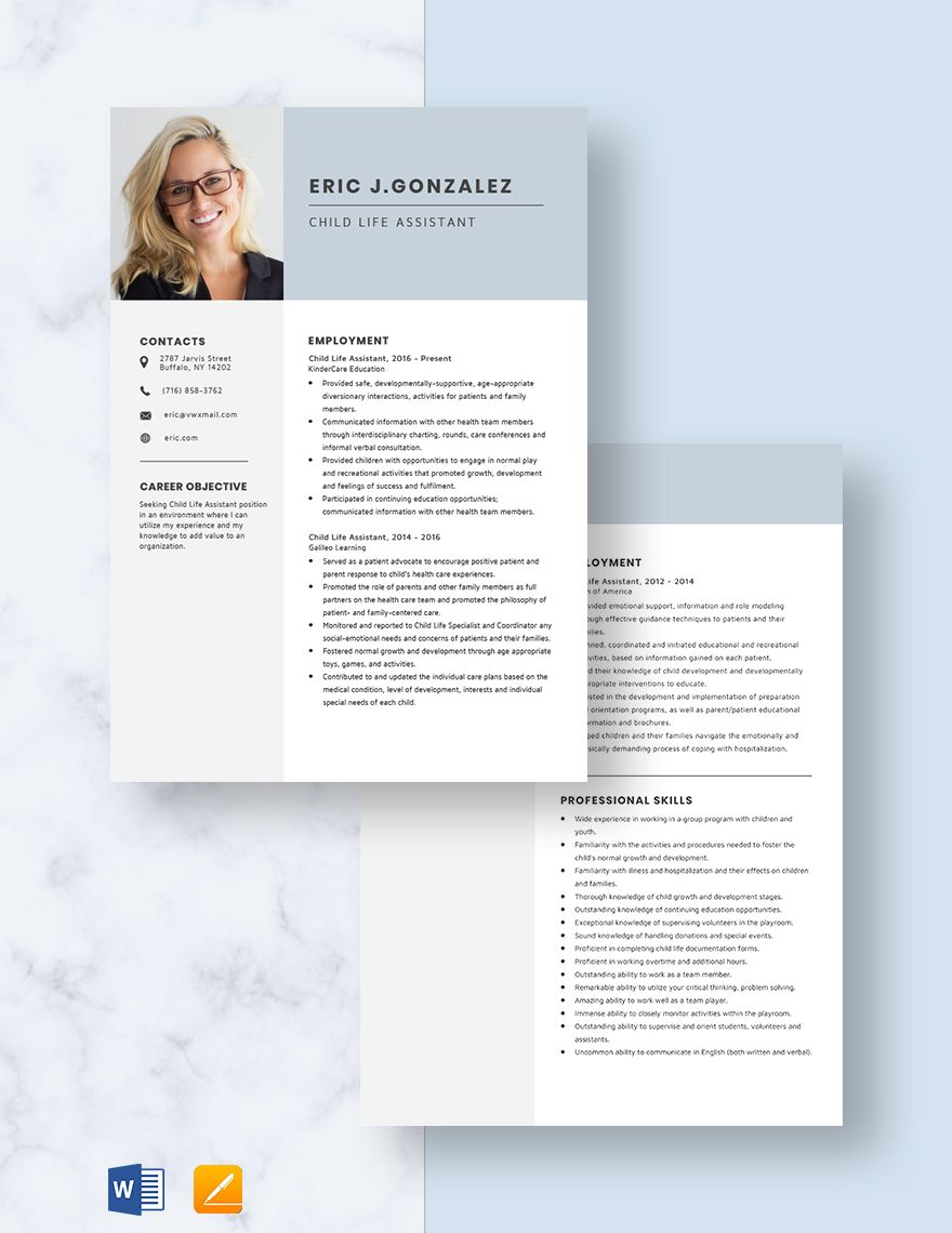 Child Life Assistant Resume
