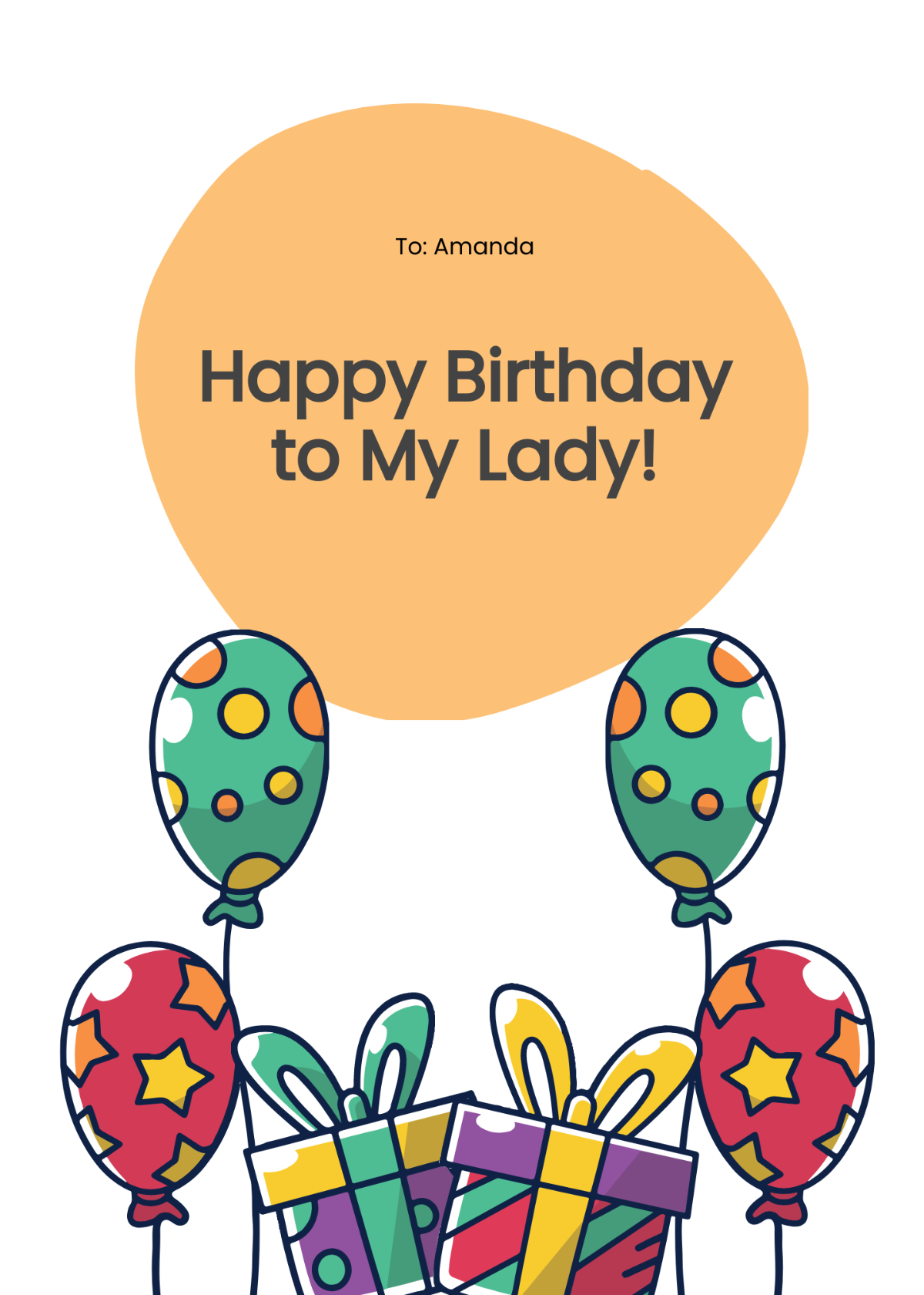 Modern Birthday Card for Her Template