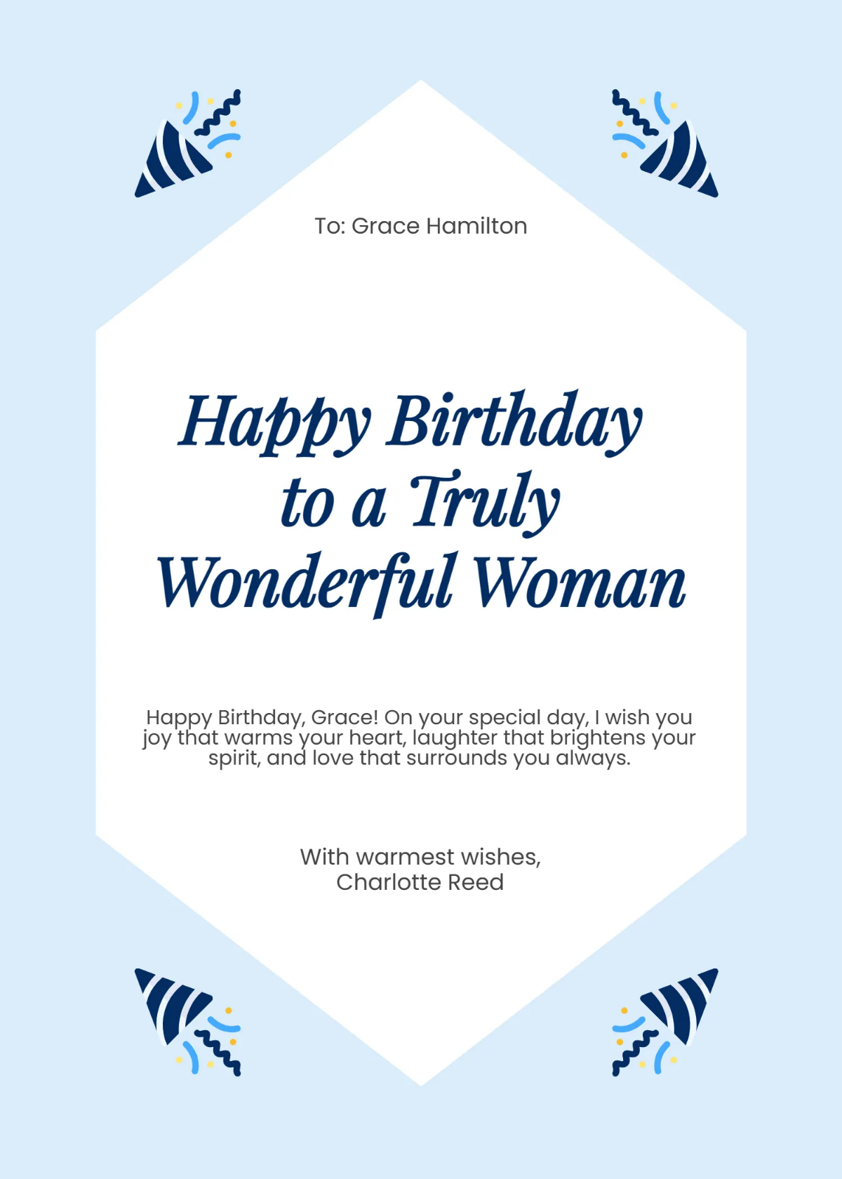 Free Traditional Birthday Card for Her Template to Edit Online