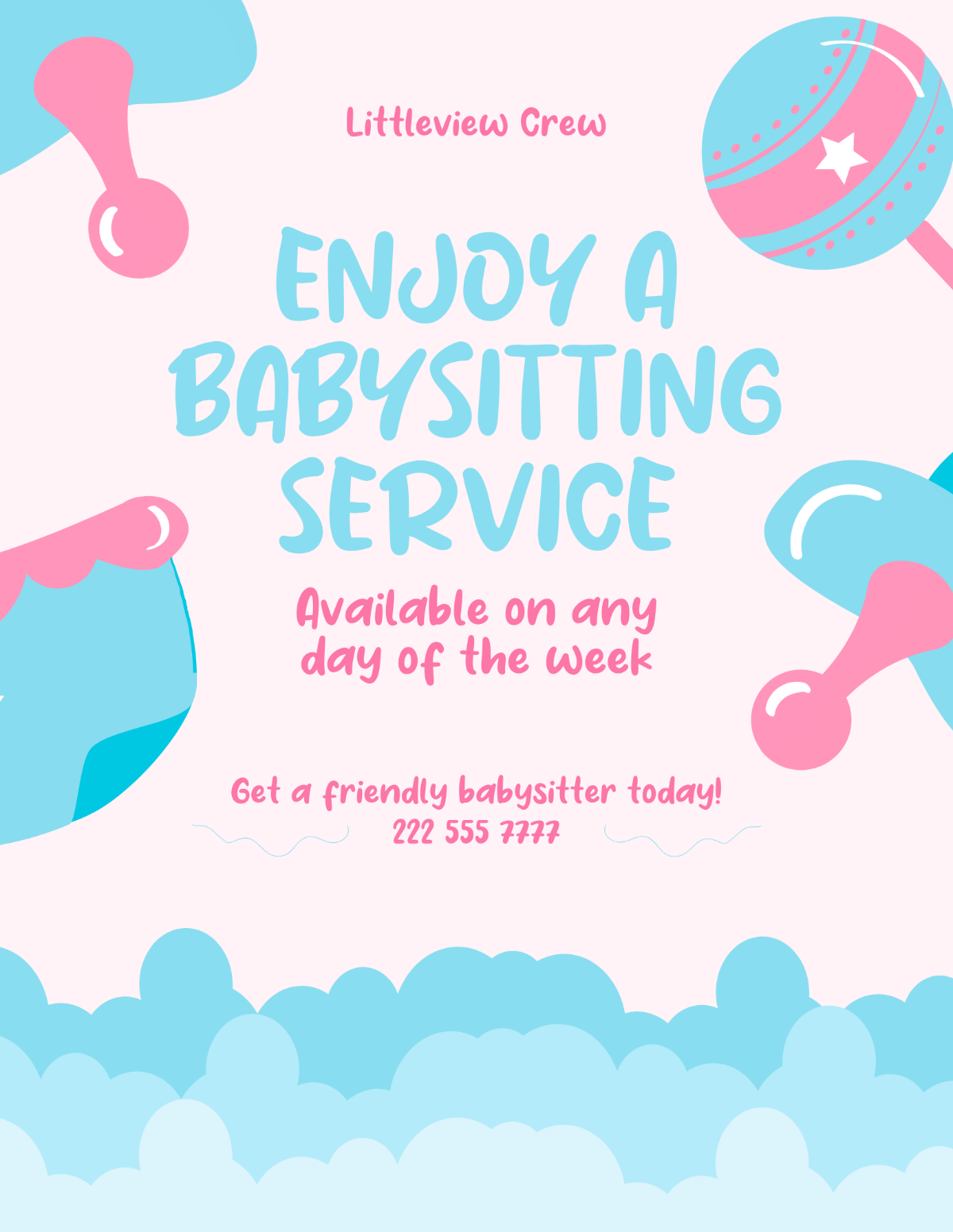 Babysitting Service Flyer Template - Edit Online & Download