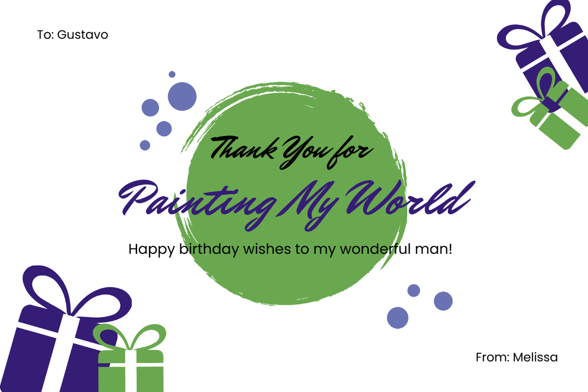 Watercolor Birthday Card For Him Template