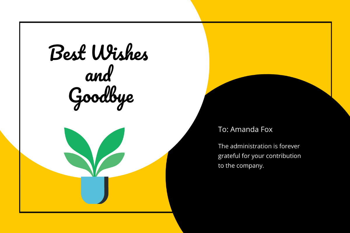 Free Simple Office Goodbye Card Template