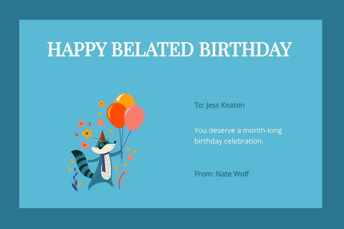 Free Simple Belated Birthday Card Template