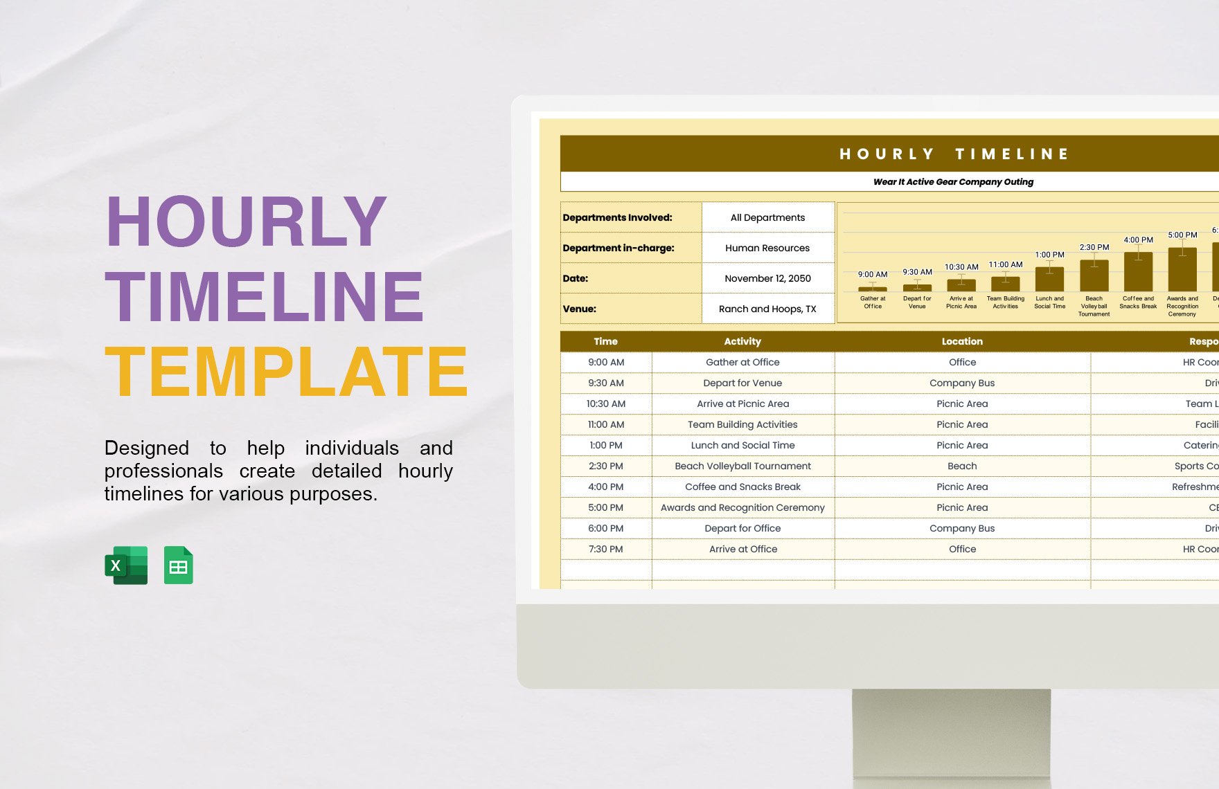 Free Hourly Timeline Template in Excel, Google Sheets