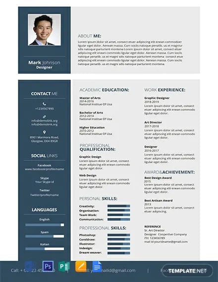 474 Free Resume Cv Templates Word Psd Indesign Apple Pages Publisher Illustrator Template Net