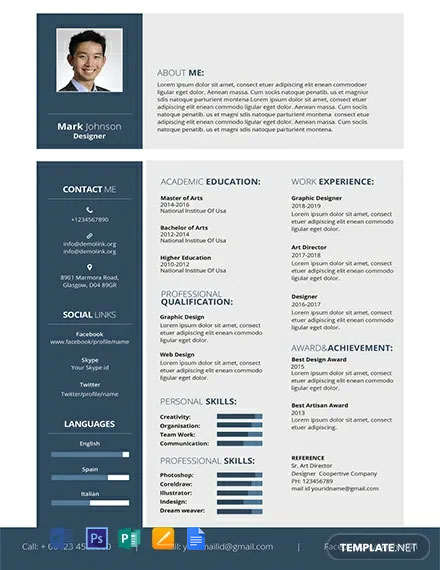 474 Free Resume Cv Templates Word Psd Indesign Apple Pages Publisher Illustrator Template Net