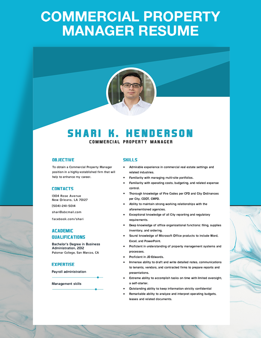 Commercial Property Manager Resume