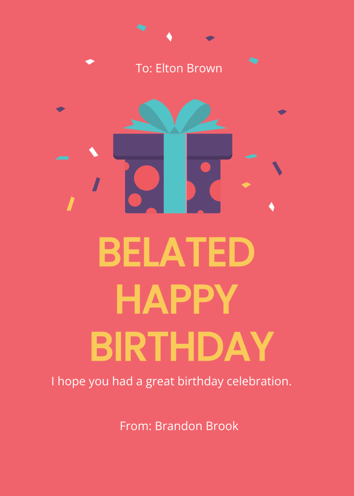 Free Nice Belated Birthday Card Template