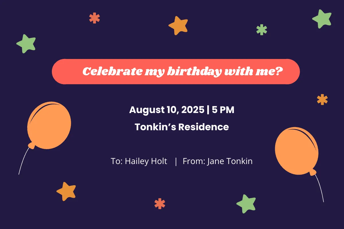 Free Birthday Invitation Card For Kid Template to Edit Online