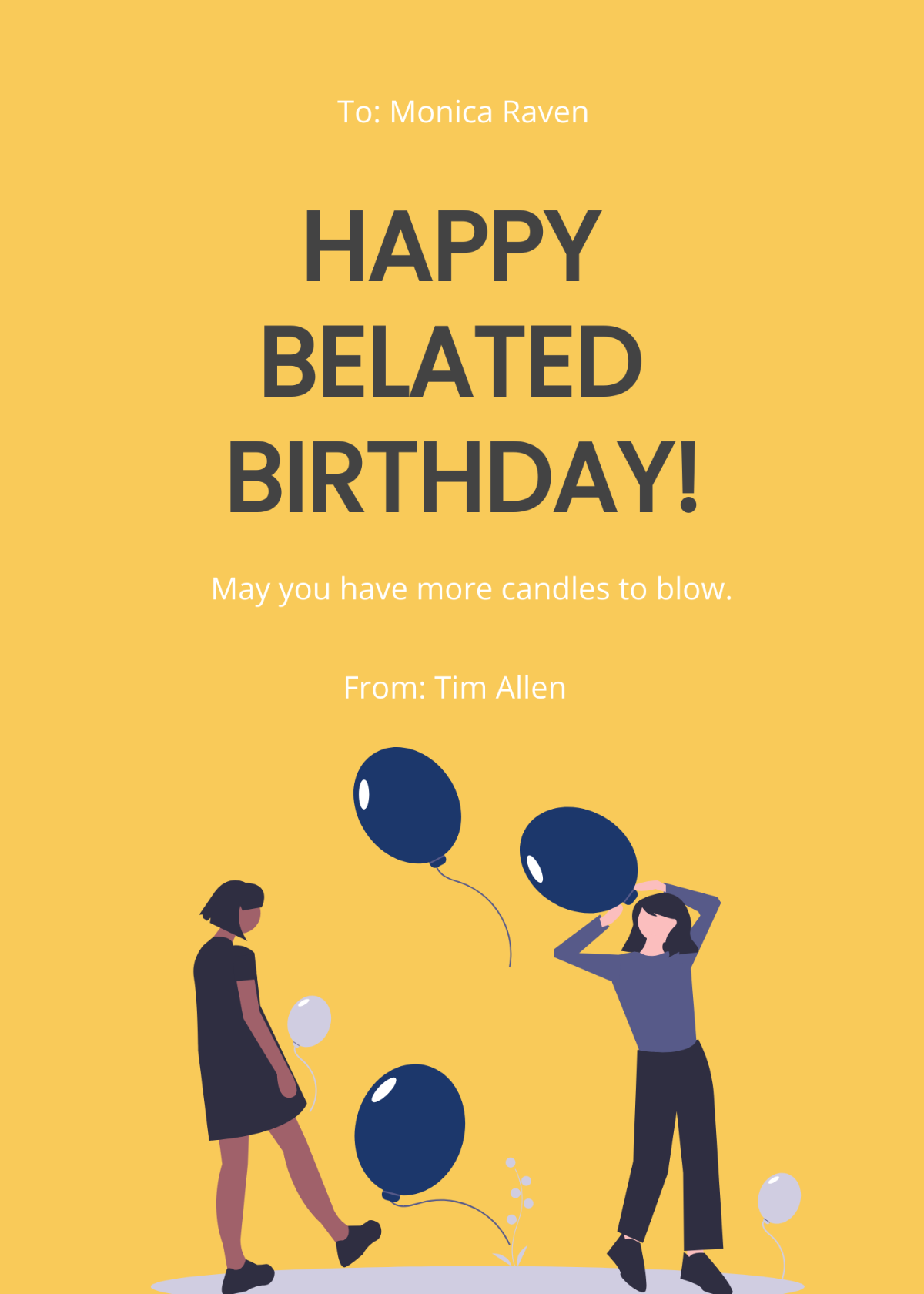 Free Printable Belated Birthday Card Template