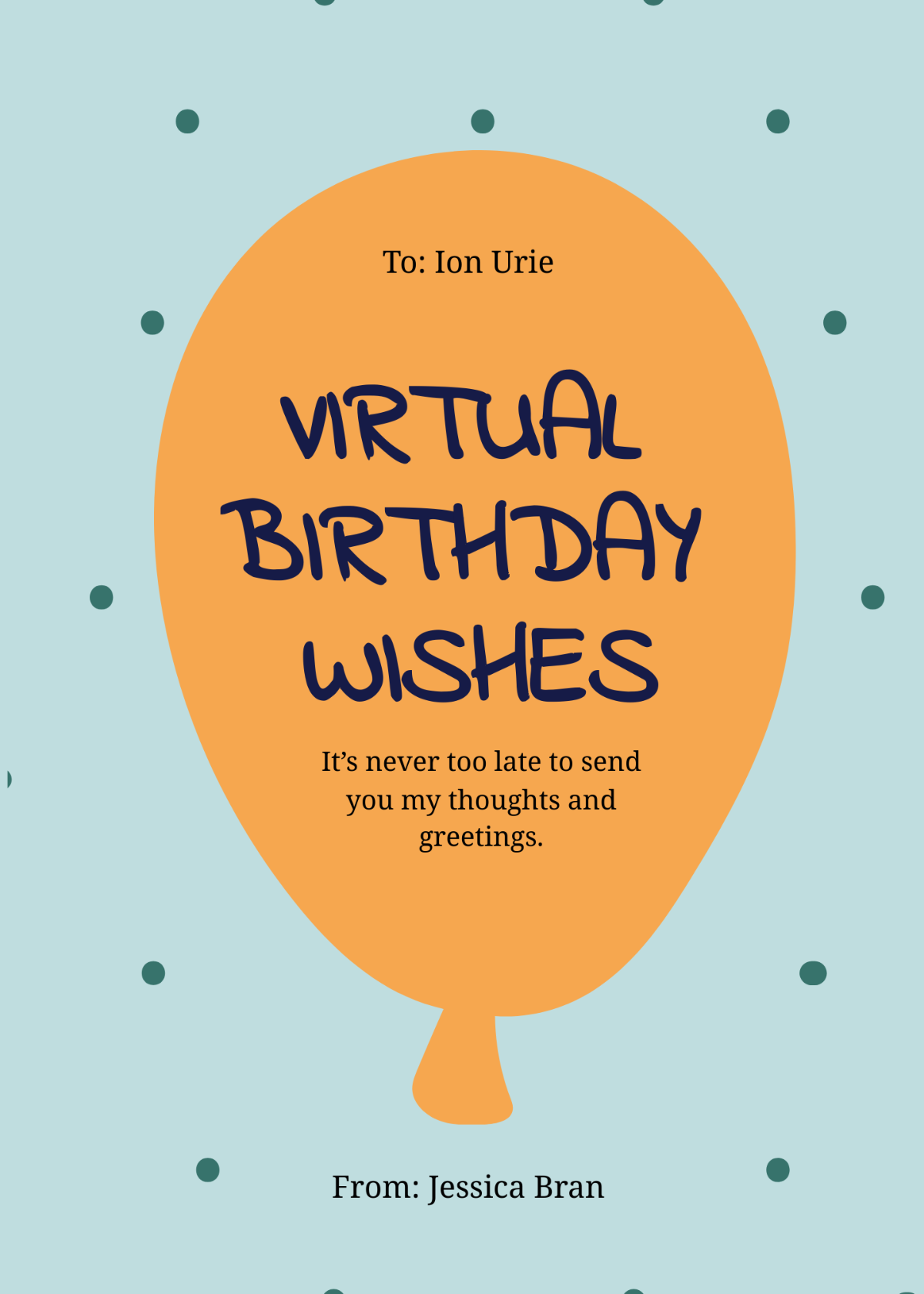 Free Virtual Belated Birthday Card Template