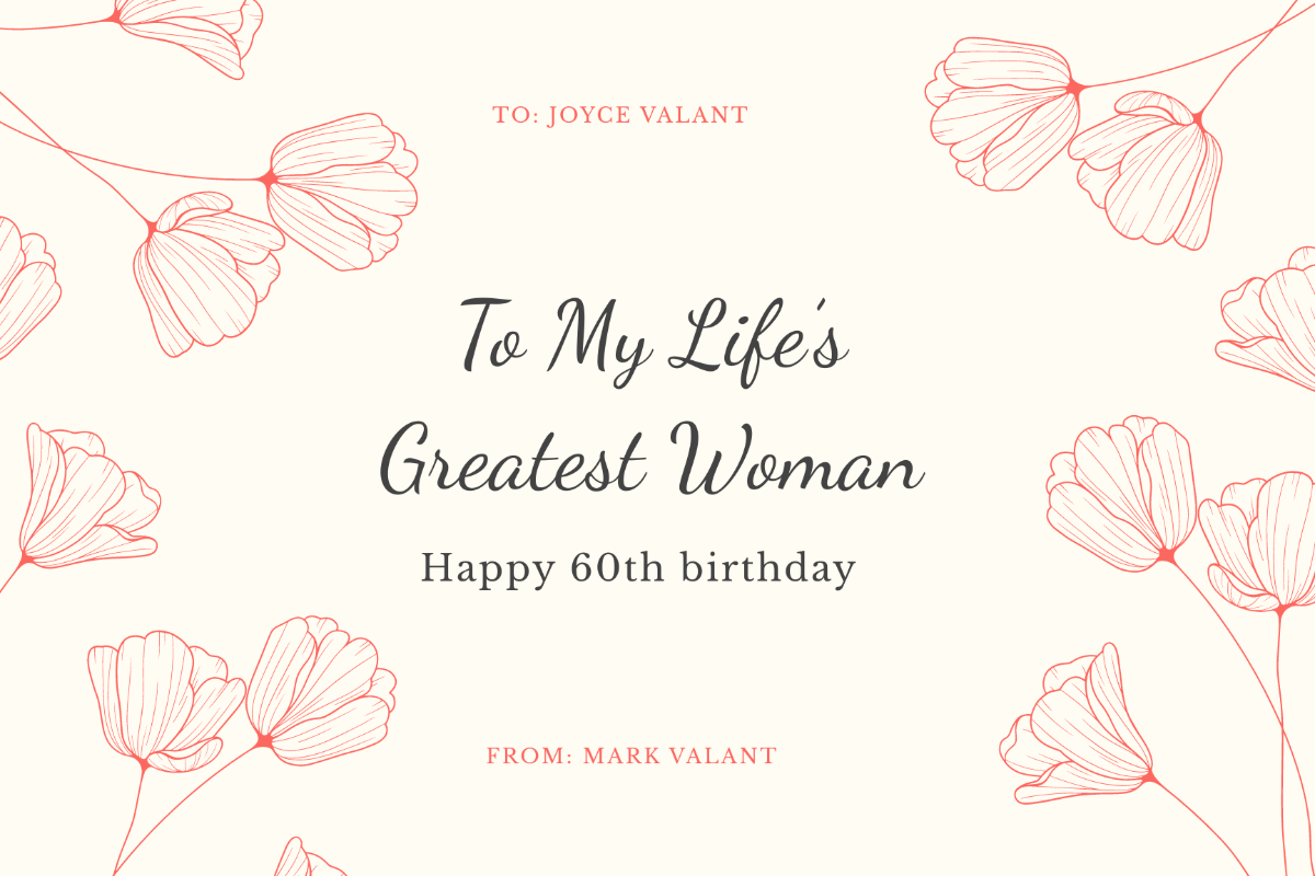 Free 60th Birthday Card For Mom Template