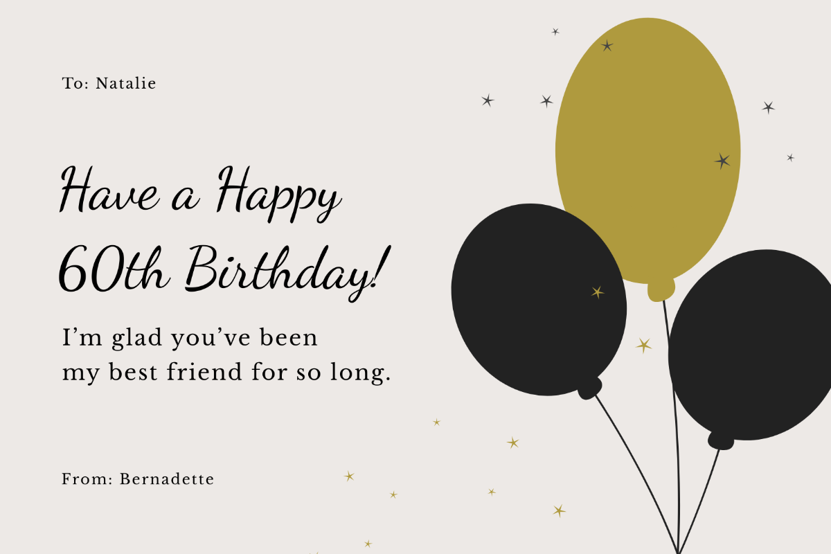 Free 60th Birthday Card For Friend Template