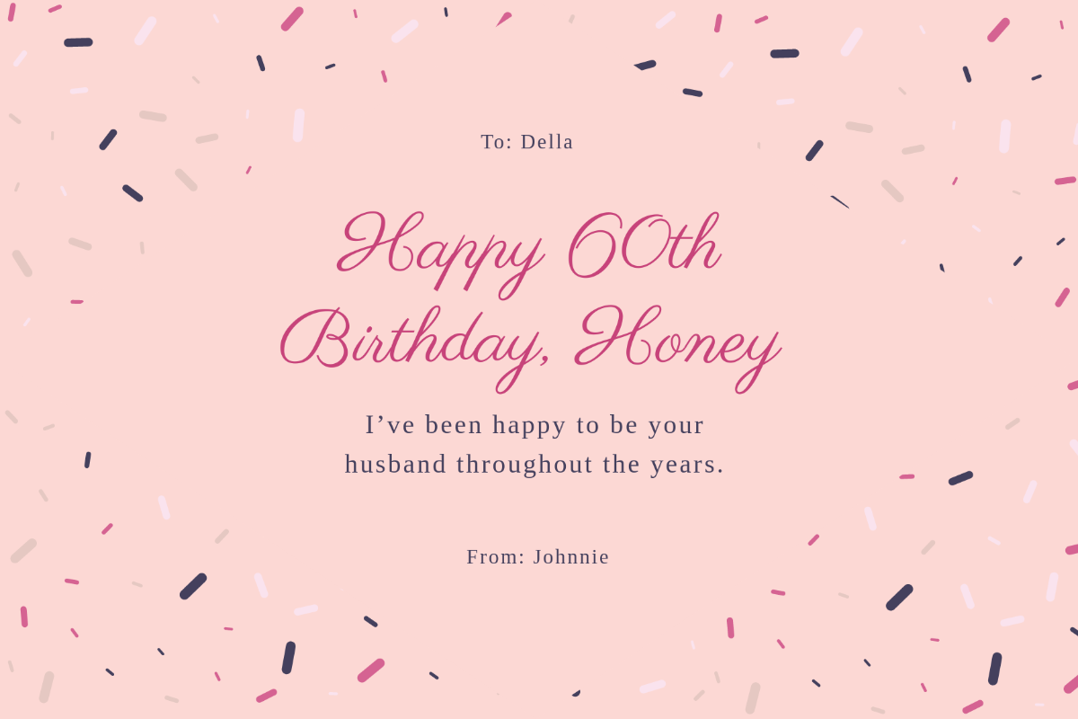 Free 60th Birthday Card For Wife Template