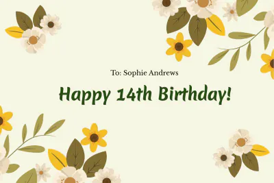 Free Floral Birthday Card For Kid Template to Edit Online