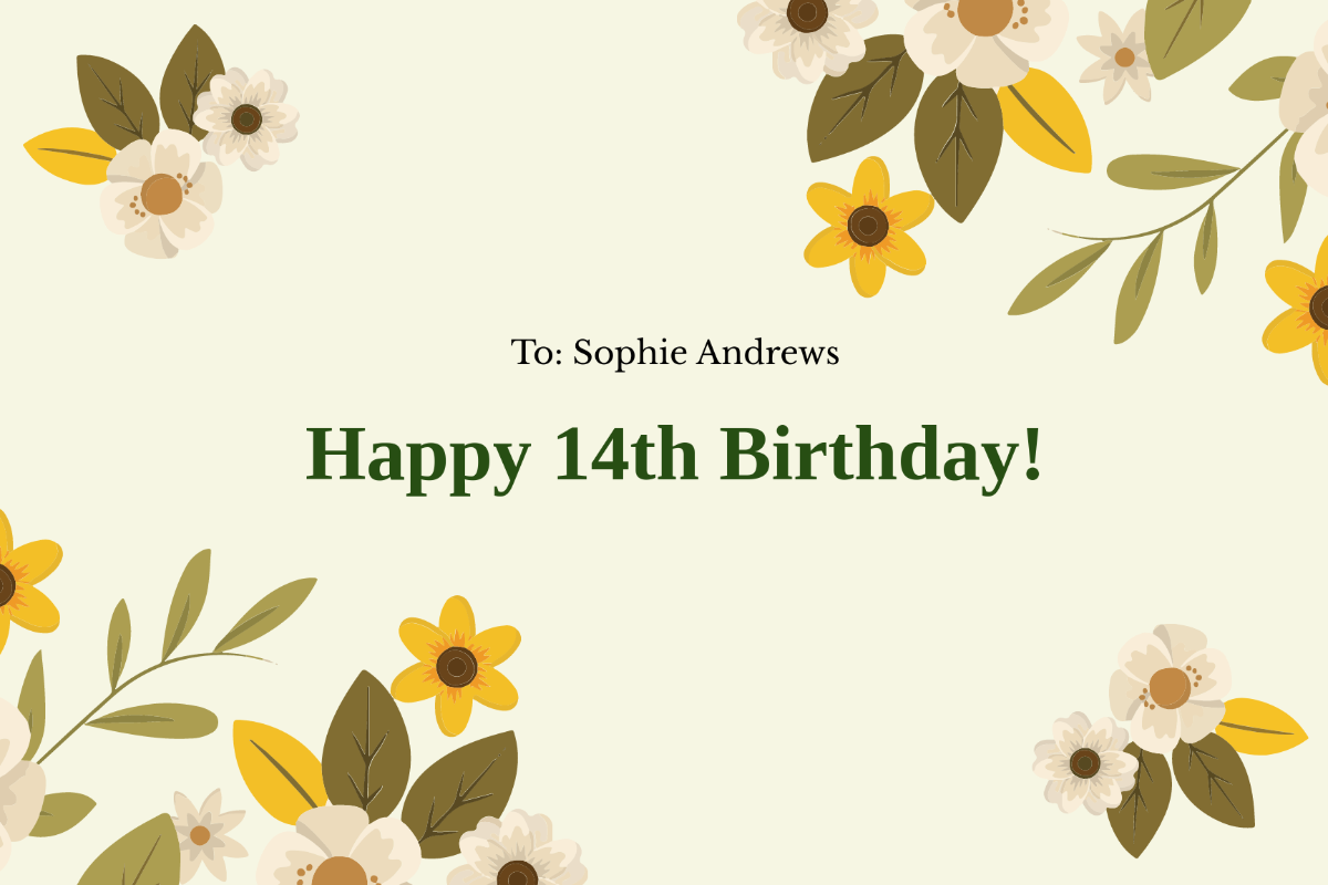 Floral Birthday Card For Kid Template