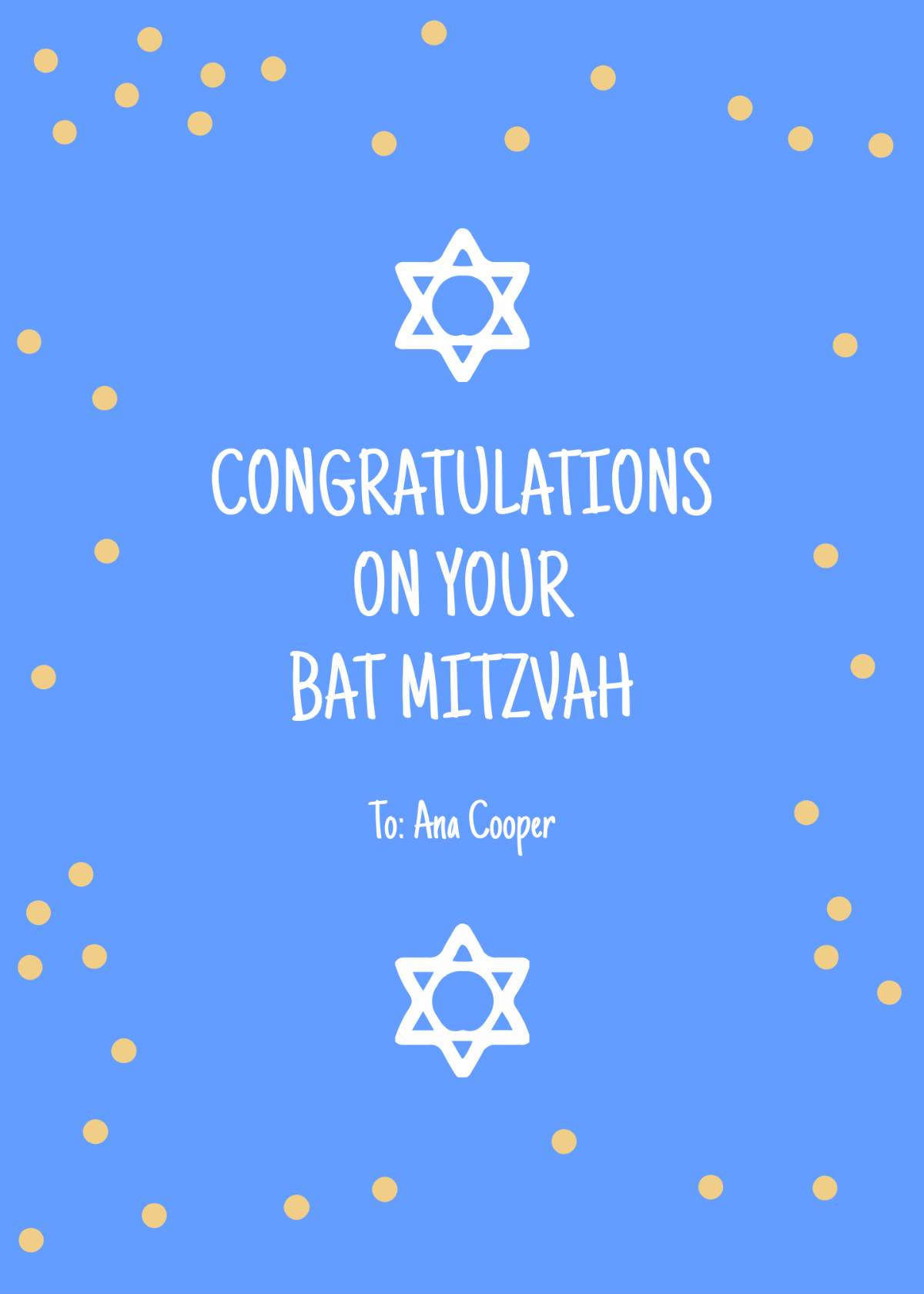 Bat Mitzvah Card Template