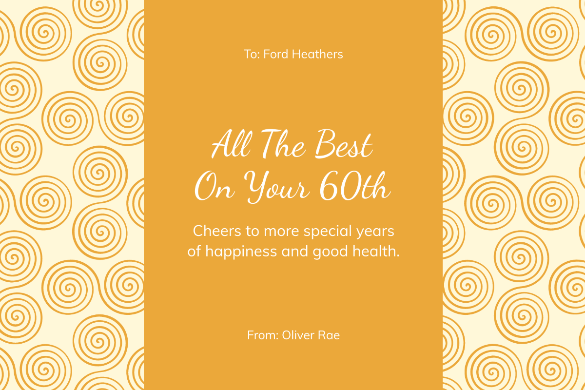Free Happy 60th Birthday Card Template
