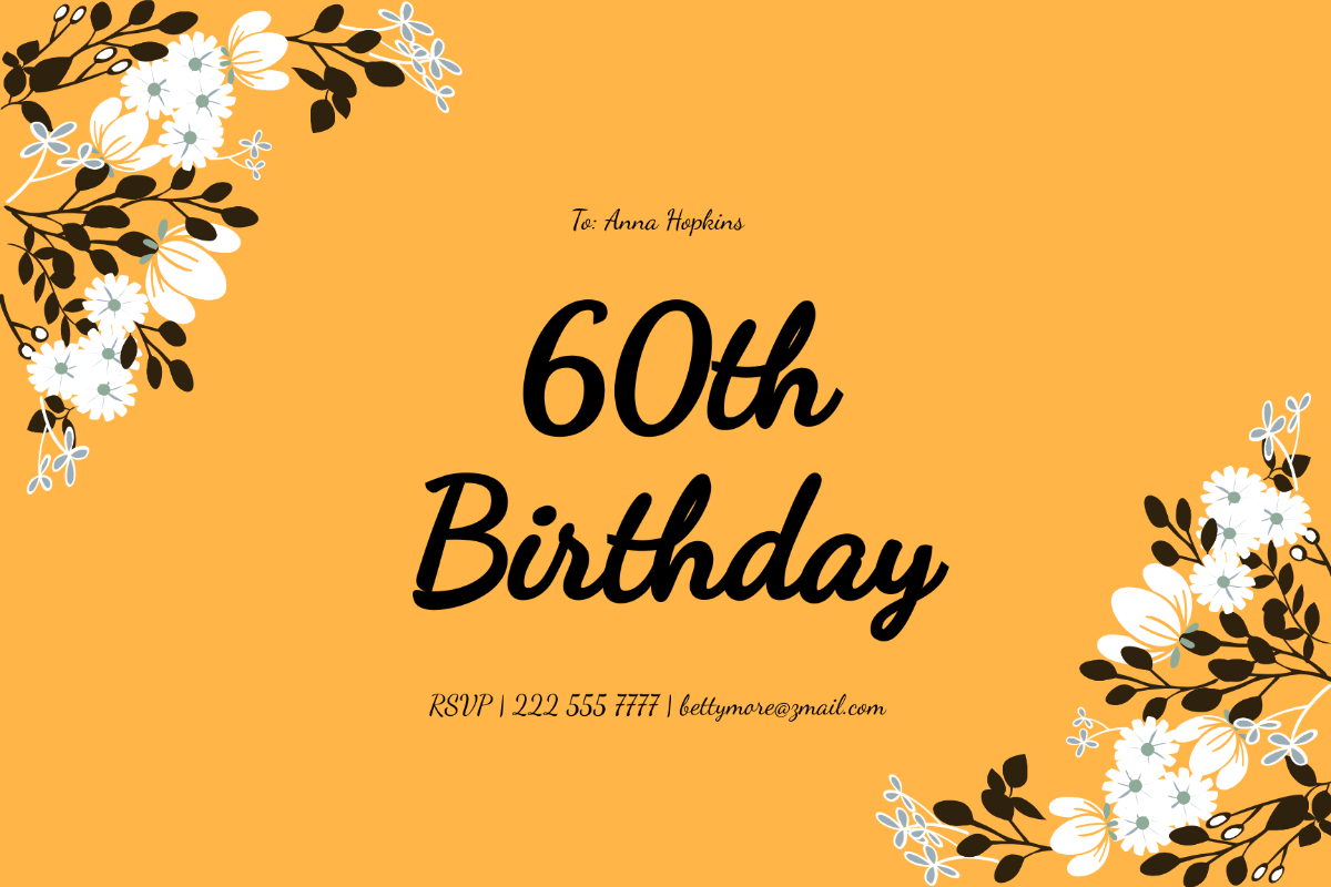 Free 60th Birthday Party Card Template