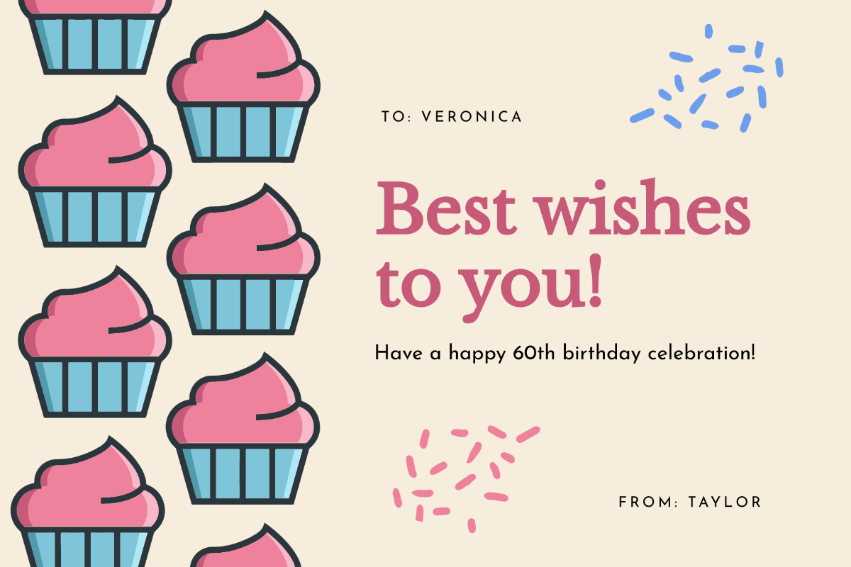 Free Personalised 60th Birthday Card Template