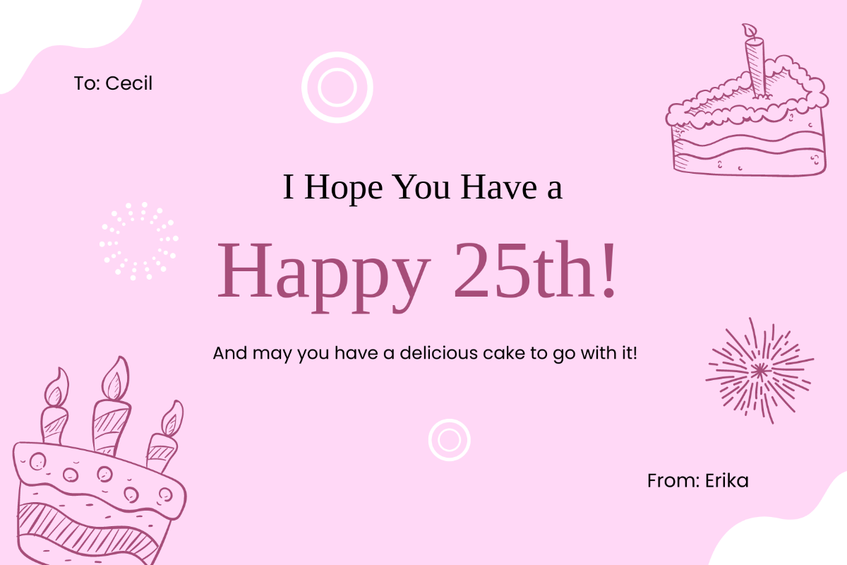 Free 25th Birthday Card Template