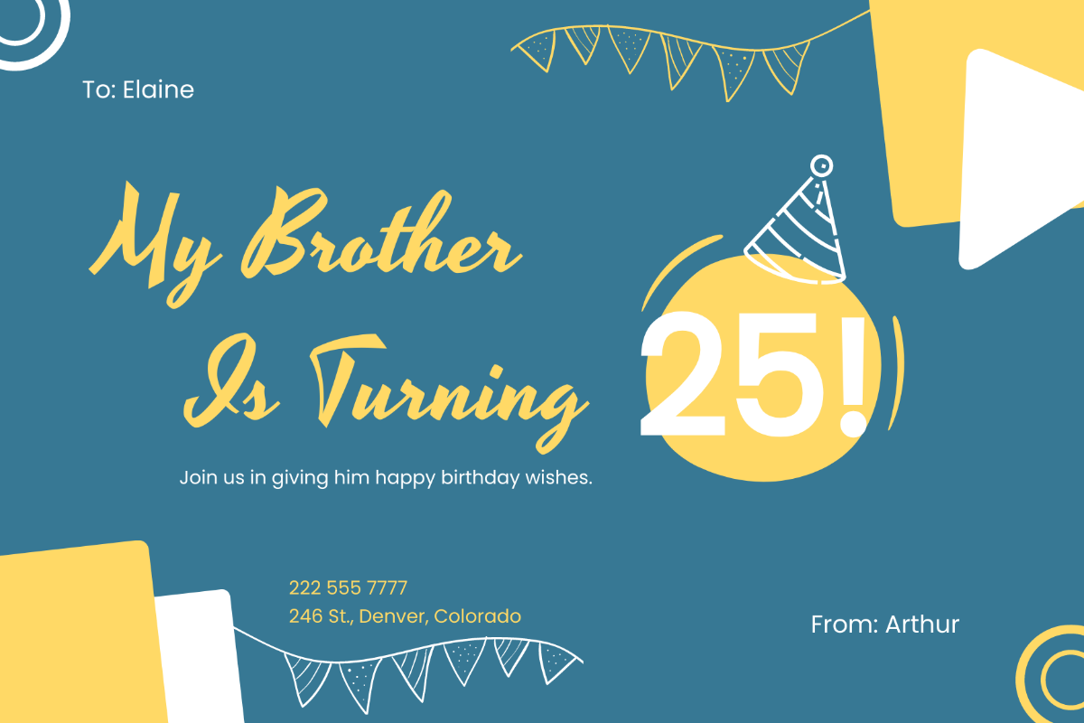25th Birthday Invitation Card Template