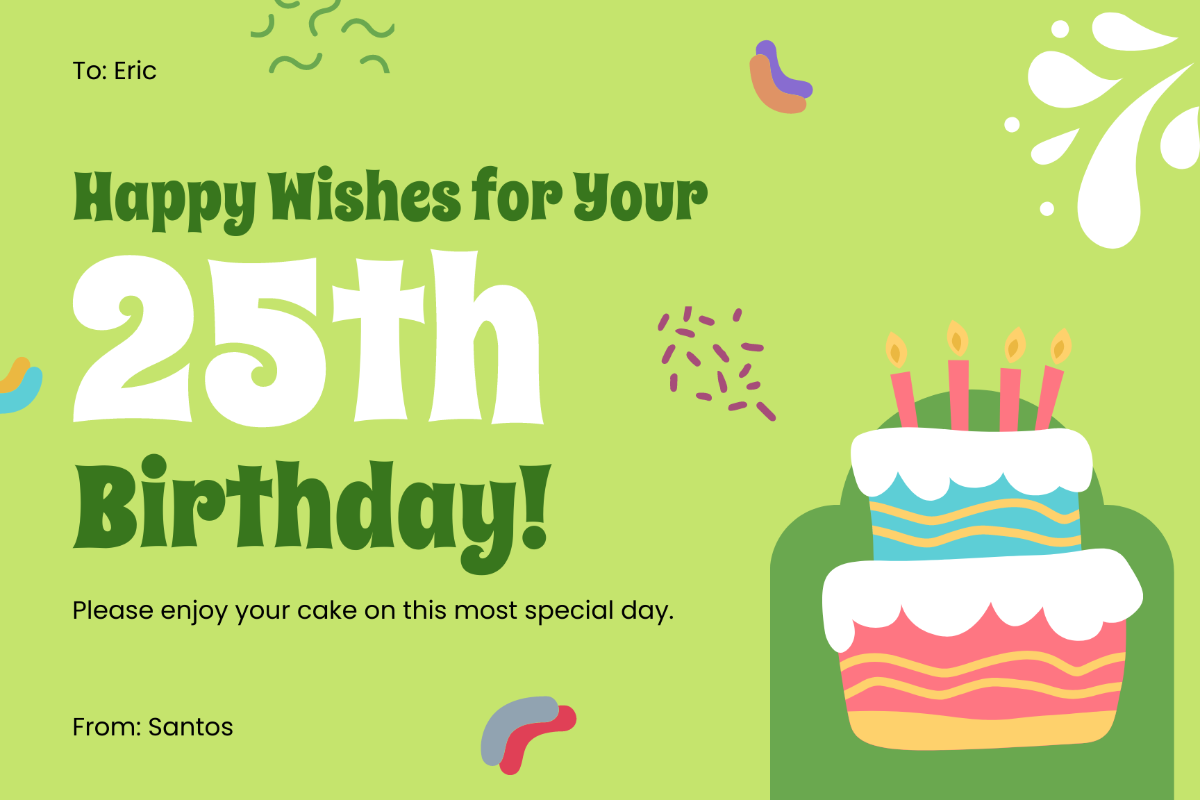 Free Happy 25th Birthday Card Template