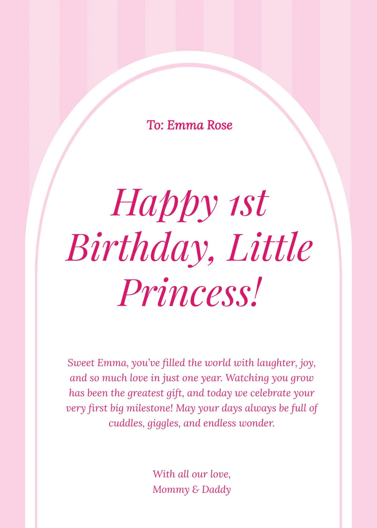 Free First Birthday Card For Girl Template to Edit Online Free First Birthday Card For Girl Template to Edit Online
