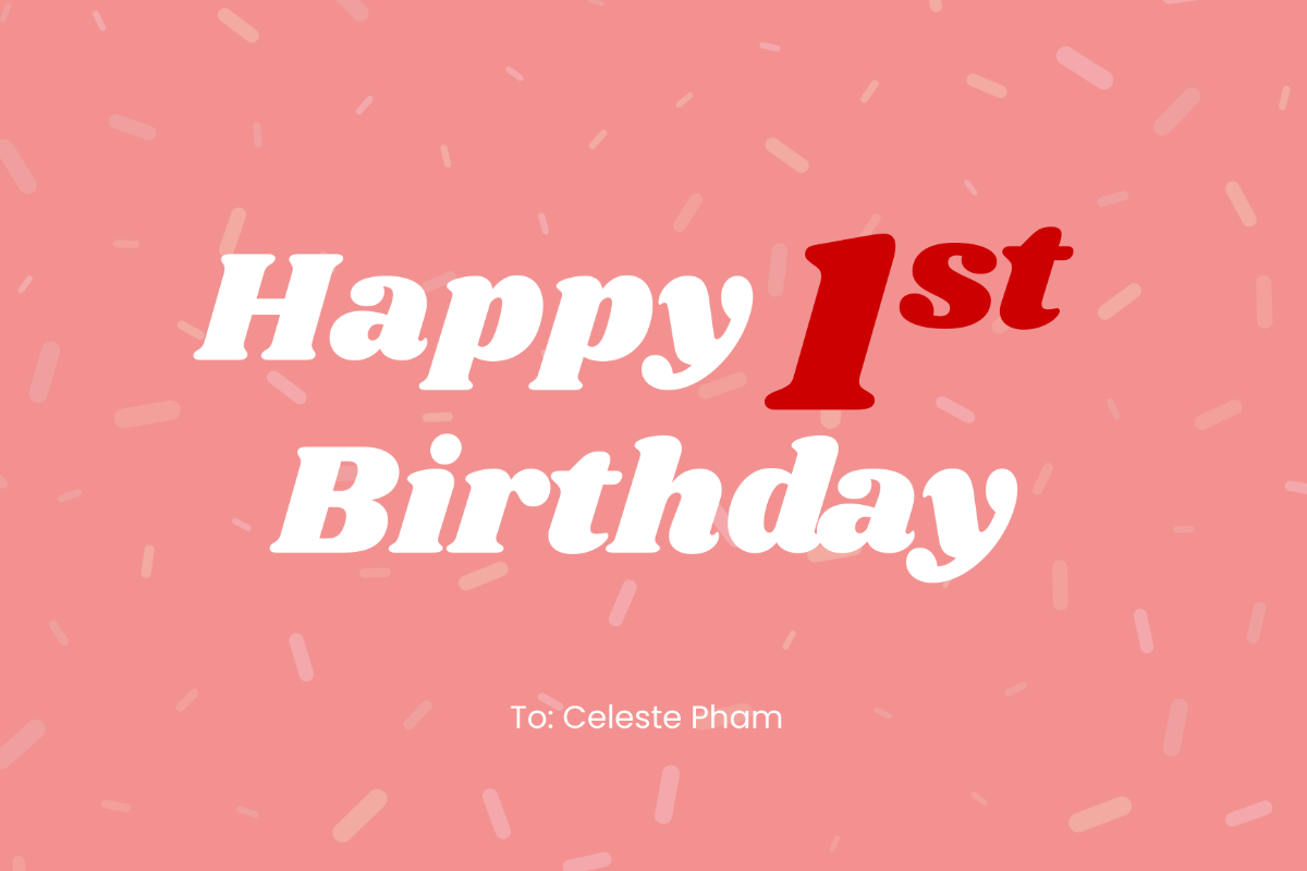 First Birthday Card For Girl Template