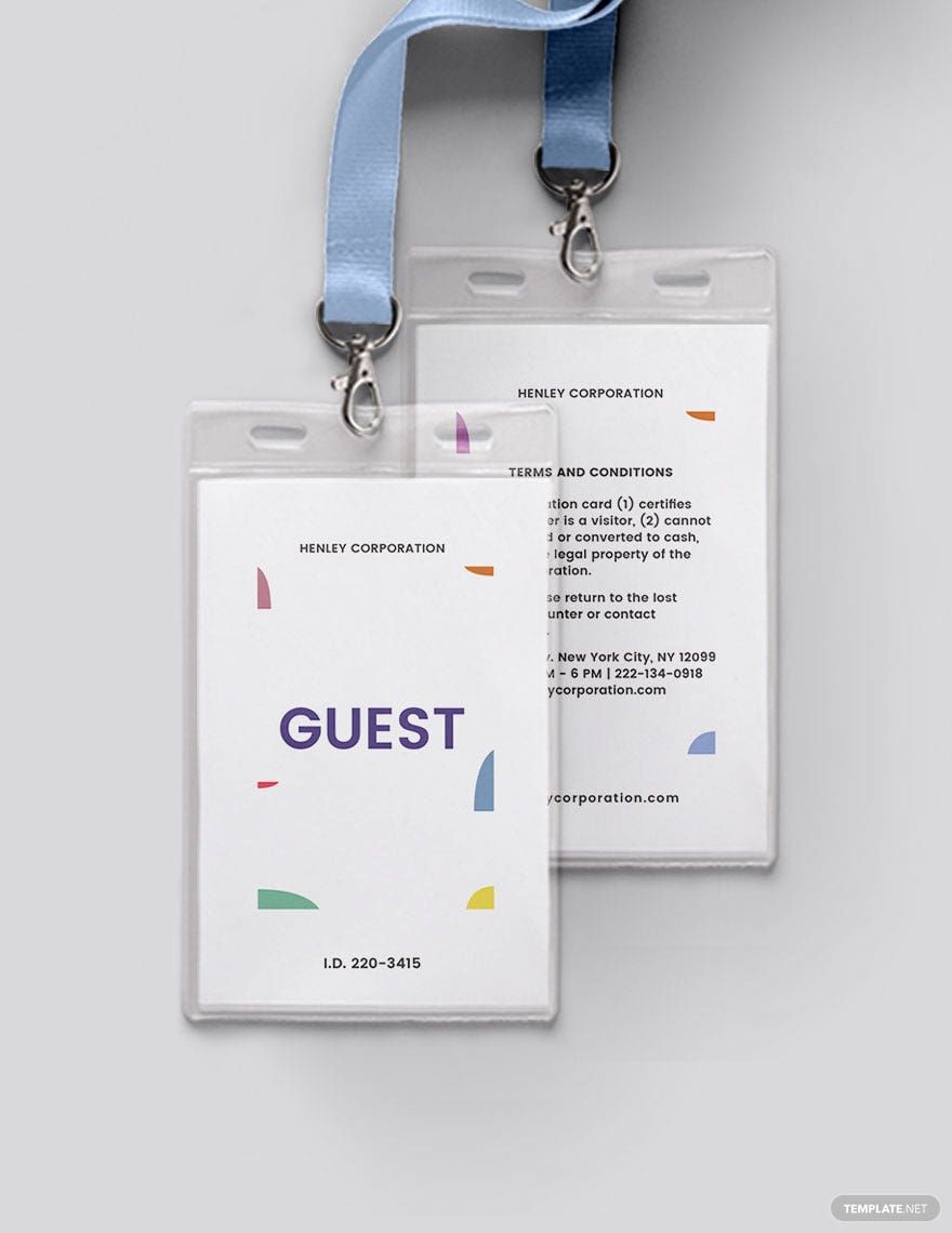 Reception Guest ID Card Template