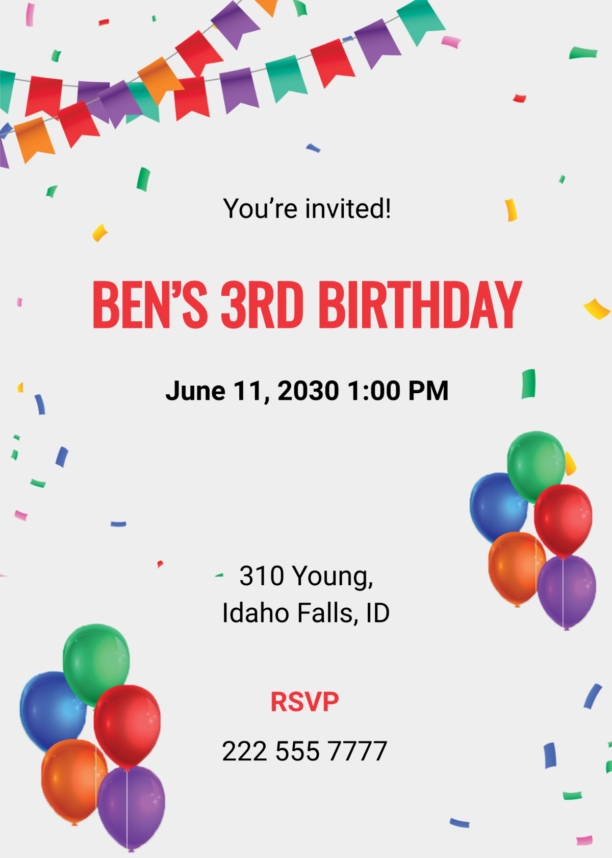 3rd Birthday Invitation Card For Boy Template