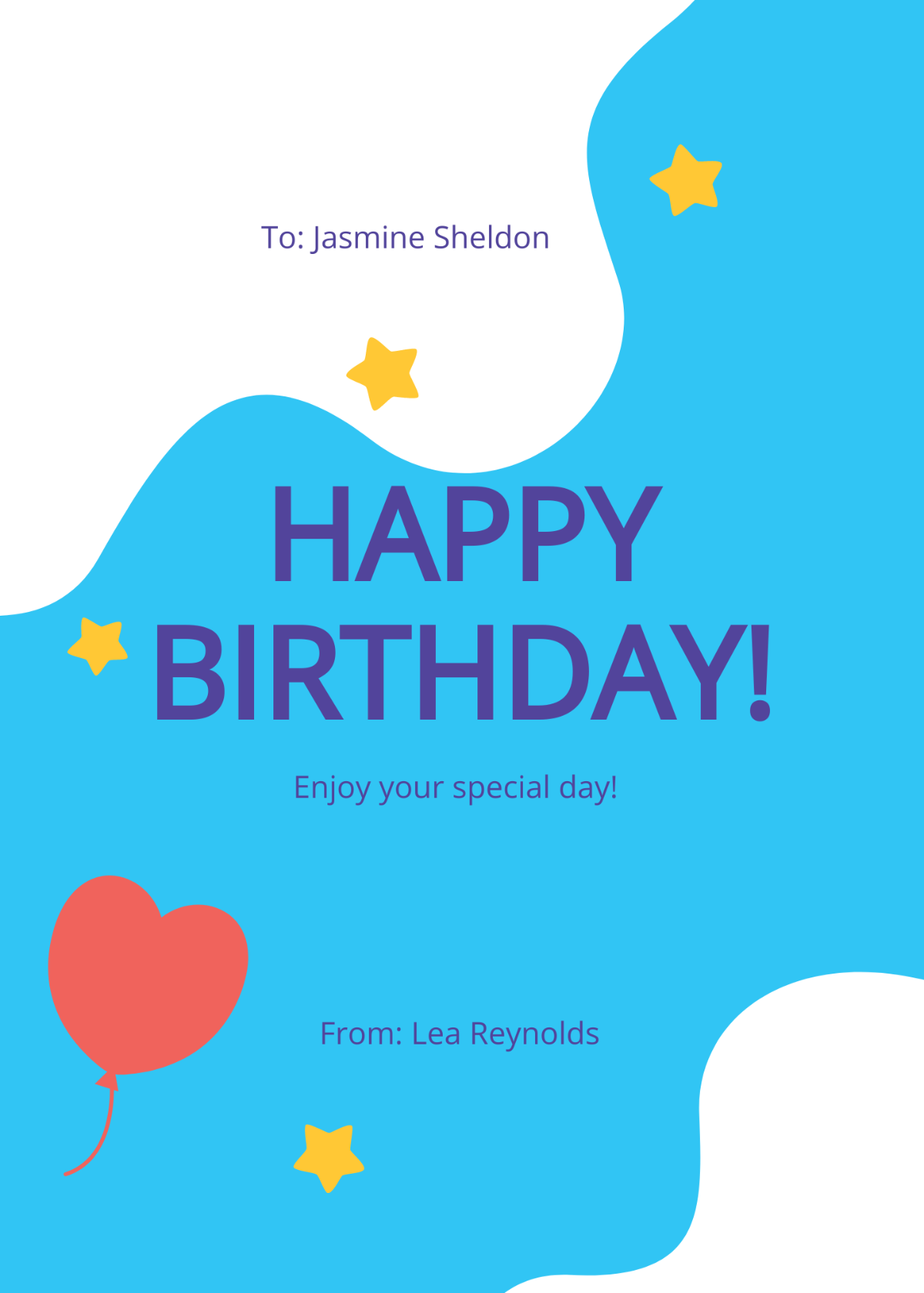 Birthday Card For Girl Template