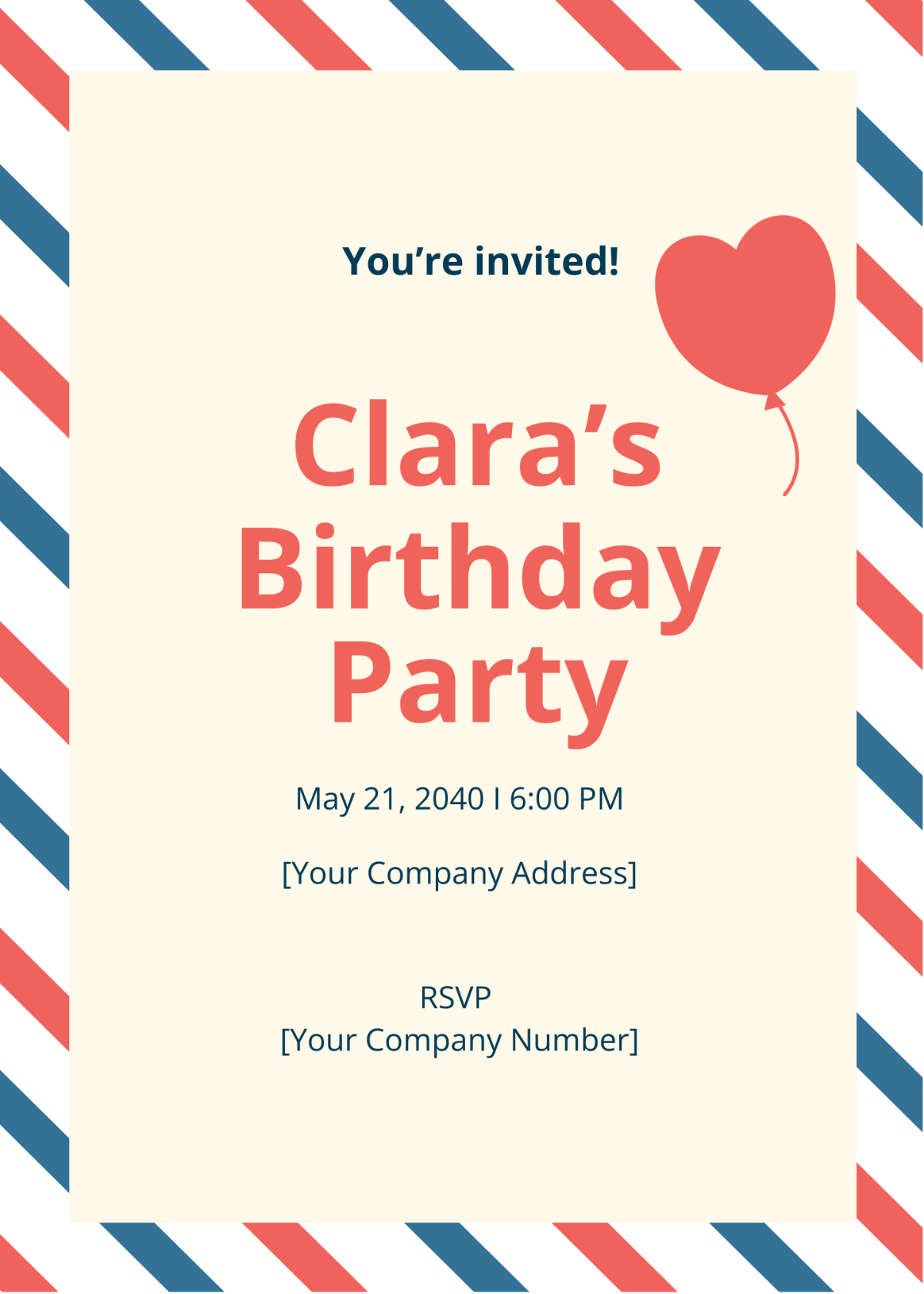 Free Birthday Invitation Card For Girl Template