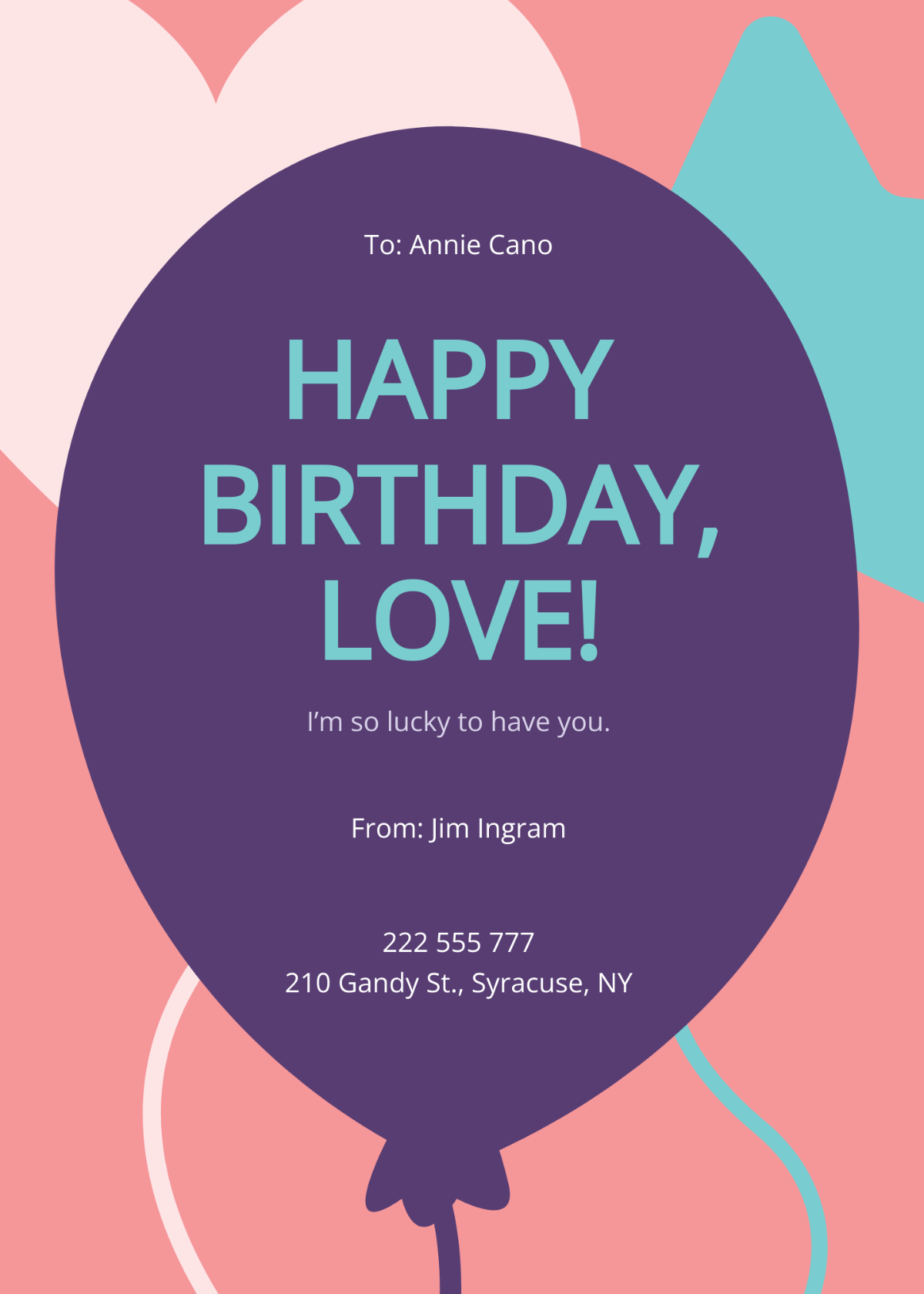 Free Birthday Card For Girlfriend Template